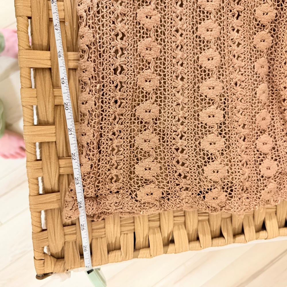 Anthropologie Crochet Cargo Pants Tan Brown Wide Leg XL Boho Beachy Coastal Knit - Picture 8 of 10
